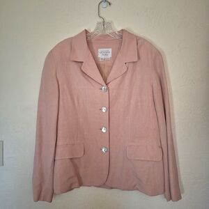 Compagnie Internationale Express Vtg Silk Linen Blend Lined Pink Blazer  11-12P